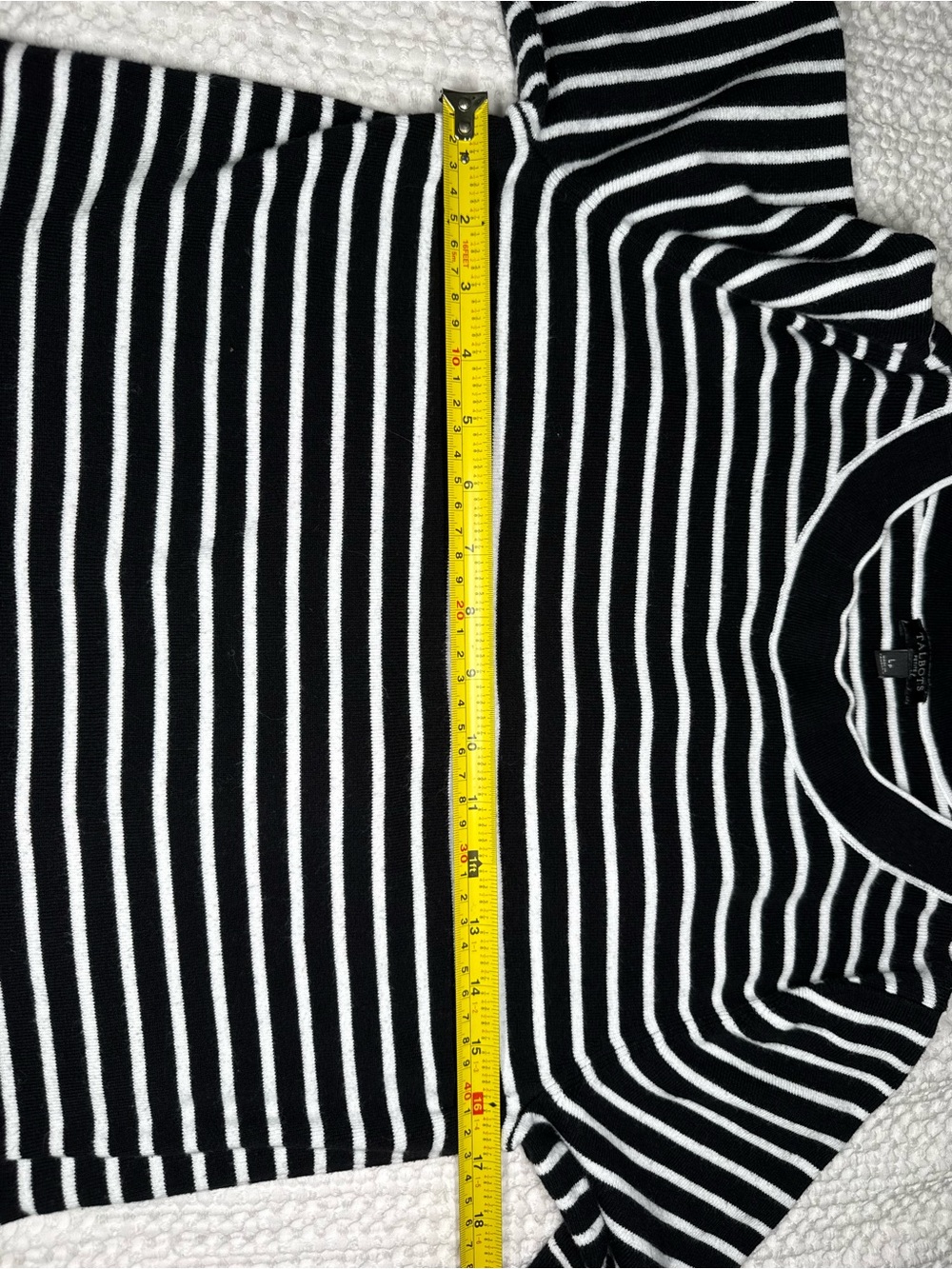 Talbots Black and White Striped Short Sleeve Tee - Picture 3 of 6
